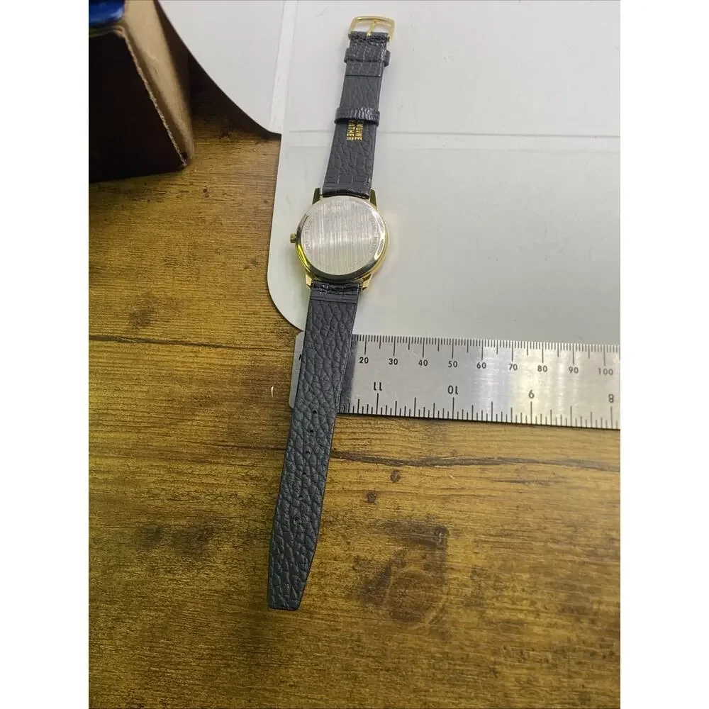 Vintage Mcdonalds Unisex Gold Tone Watch Black Leather Works New Battery